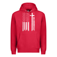 Cardinal in god we trust with patriotic vintage american flag t shirt Premium Hoodie - linhVisuals