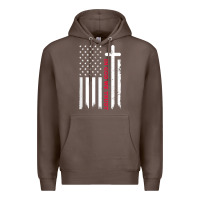 Coffee in god we trust with patriotic vintage american flag t shirt Premium Hoodie - linhVisuals