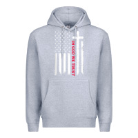 Heather Grey in god we trust with patriotic vintage american flag t shirt Premium Hoodie - linhVisuals