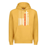 Mustard in god we trust with patriotic vintage american flag t shirt Premium Hoodie - linhVisuals