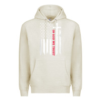 Oatmeal Heather in god we trust with patriotic vintage american flag t shirt Premium Hoodie - linhVisuals
