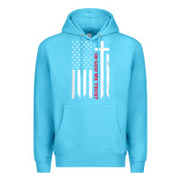 Ocean Blue in god we trust with patriotic vintage american flag t shirt Premium Hoodie - linhVisuals