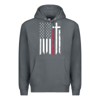 Rock in god we trust with patriotic vintage american flag t shirt Premium Hoodie - linhVisuals