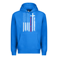 True Royal in god we trust with patriotic vintage american flag t shirt Premium Hoodie - linhVisuals