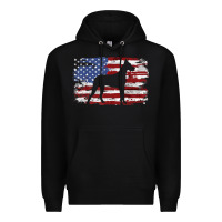 Black great dane vintage american flag t shirt Premium Hoodie - linhVisuals