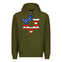 Army Green hanukah american flag star of david   jewish chanukah t shirt Premium Hoodie - linhVisuals