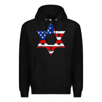 Black hanukah american flag star of david   jewish chanukah t shirt Premium Hoodie - linhVisuals