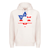 Pale Pink hanukah american flag star of david   jewish chanukah t shirt Premium Hoodie - linhVisuals