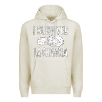 Oatmeal Heather I survived la chancla Premium Hoodie - linhVisuals