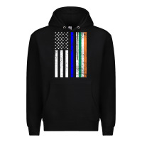 Black irish american flag thin blue line police st. patrick's day long sleev Premium Hoodie - linhVisuals