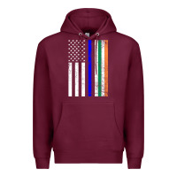Burgundy irish american flag thin blue line police st. patrick's day long sleev Premium Hoodie - linhVisuals