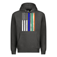 Charcoal Heather irish american flag thin blue line police st. patrick's day long sleev Premium Hoodie - linhVisuals