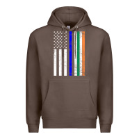 Coffee irish american flag thin blue line police st. patrick's day long sleev Premium Hoodie - linhVisuals