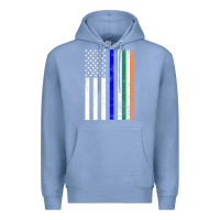 Colony Blue irish american flag thin blue line police st. patrick's day long sleev Premium Hoodie - linhVisuals