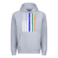 Heather Grey irish american flag thin blue line police st. patrick's day long sleev Premium Hoodie - linhVisuals