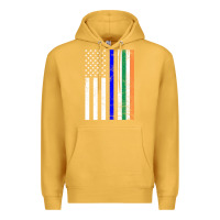 Mustard irish american flag thin blue line police st. patrick's day long sleev Premium Hoodie - linhVisuals