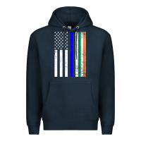 Navy irish american flag thin blue line police st. patrick's day long sleev Premium Hoodie - linhVisuals