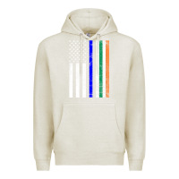 Oatmeal Heather irish american flag thin blue line police st. patrick's day long sleev Premium Hoodie - linhVisuals