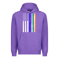 Purple irish american flag thin blue line police st. patrick's day long sleev Premium Hoodie - linhVisuals