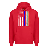 Red irish american flag thin blue line police st. patrick's day long sleev Premium Hoodie - linhVisuals