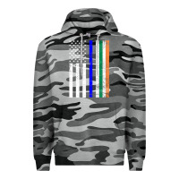 Slate Camo irish american flag thin blue line police st. patrick's day long sleev Premium Hoodie - linhVisuals