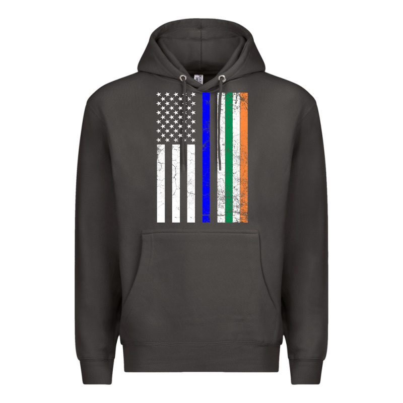 Irish American Flag Thin Blue Line Police St. Patrick's Day Long Sleev Premium Hoodie by linhVisuals | Teevron