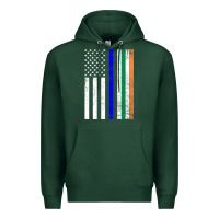 Sports Green irish american flag thin blue line police st. patrick's day long sleev Premium Hoodie - linhVisuals