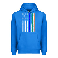 True Royal irish american flag thin blue line police st. patrick's day long sleev Premium Hoodie - linhVisuals