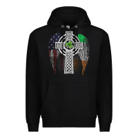 Black irish american usa flag celtic cross st patrick's day premium t shirt Premium Hoodie - linhVisuals