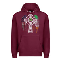 Burgundy irish american usa flag celtic cross st patrick's day premium t shirt Premium Hoodie - linhVisuals