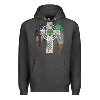Charcoal Heather irish american usa flag celtic cross st patrick's day premium t shirt Premium Hoodie - linhVisuals