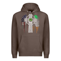 Coffee irish american usa flag celtic cross st patrick's day premium t shirt Premium Hoodie - linhVisuals