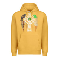 Mustard irish american usa flag celtic cross st patrick's day premium t shirt Premium Hoodie - linhVisuals