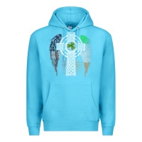 Ocean Blue irish american usa flag celtic cross st patrick's day premium t shirt Premium Hoodie - linhVisuals