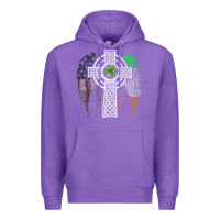 Purple irish american usa flag celtic cross st patrick's day premium t shirt Premium Hoodie - linhVisuals