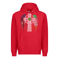 Irish American Usa Flag Celtic Cross St Patrick's Day Premium T Shirt Premium Hoodie | Teevron