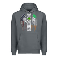 Rock irish american usa flag celtic cross st patrick's day premium t shirt Premium Hoodie - linhVisuals