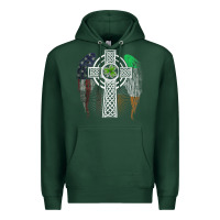 Sports Green irish american usa flag celtic cross st patrick's day premium t shirt Premium Hoodie - linhVisuals