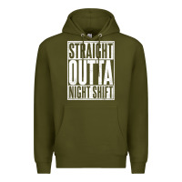 Army Green straight outta night shift Premium Hoodie - linhVisuals