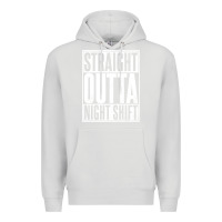 Dove Grey straight outta night shift Premium Hoodie - linhVisuals