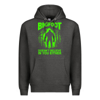 Charcoal Heather bigfoot believer t  shirt bigfoot doesnt believe in you either t  shir Premium Hoodie - linhVisuals