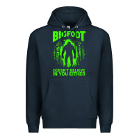 Navy bigfoot believer t  shirt bigfoot doesnt believe in you either t  shir Premium Hoodie - linhVisuals