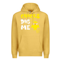Antique Gold chicks dig me Premium Hoodie - linhVisuals
