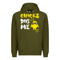 Army Green chicks dig me Premium Hoodie - linhVisuals