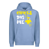 Colony Blue chicks dig me Premium Hoodie - linhVisuals