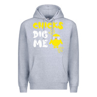 Heather Grey chicks dig me Premium Hoodie - linhVisuals