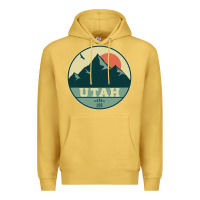 Antique Gold utah retro mountain badge Premium Hoodie - linhVisuals