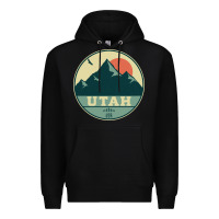 Black utah retro mountain badge Premium Hoodie - linhVisuals