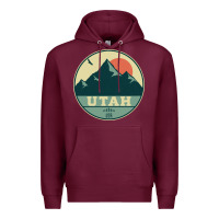 Burgundy utah retro mountain badge Premium Hoodie - linhVisuals
