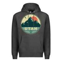 Charcoal Heather utah retro mountain badge Premium Hoodie - linhVisuals
